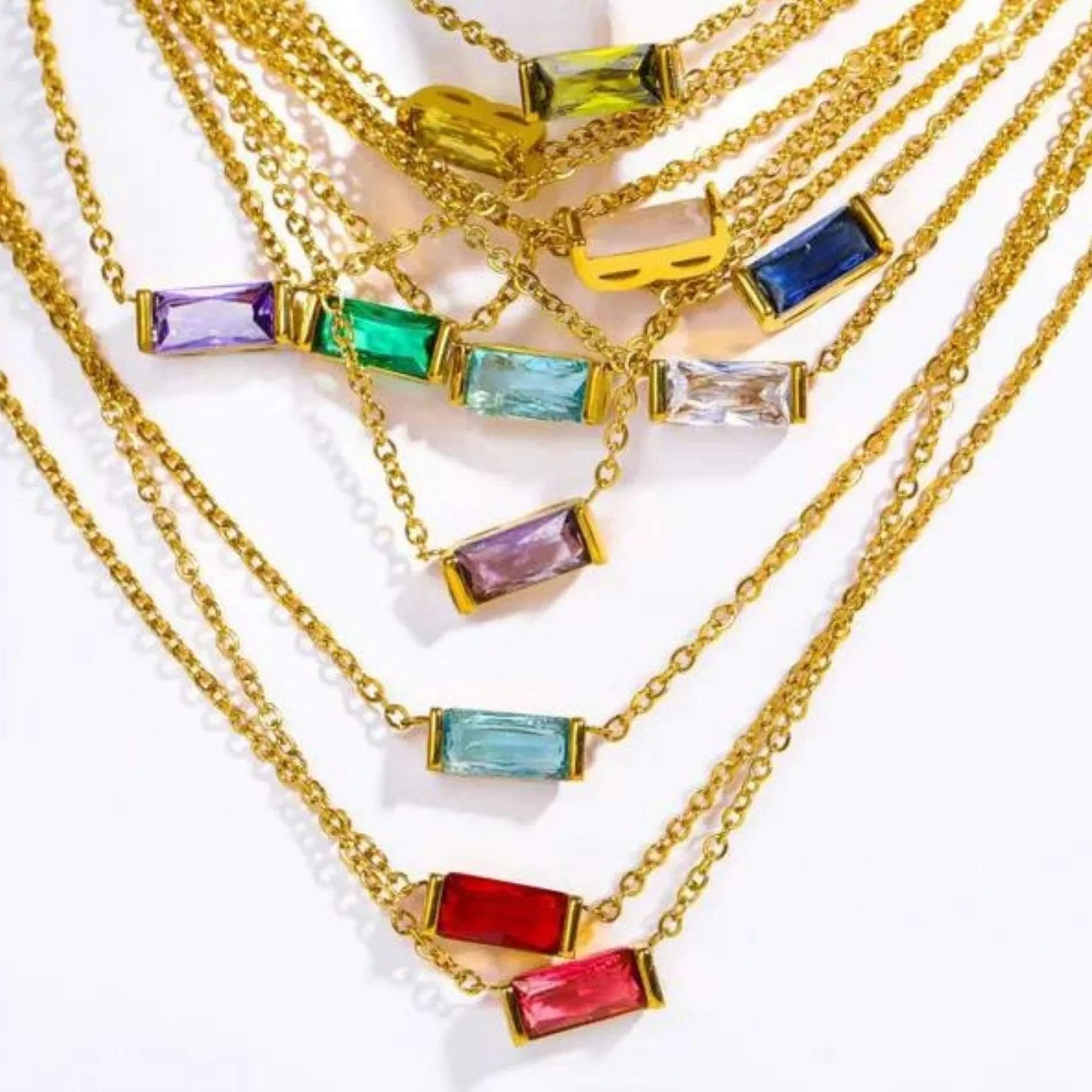 Love Waterproof Birthstone DECEMBER Necklace18K Gold Plating
