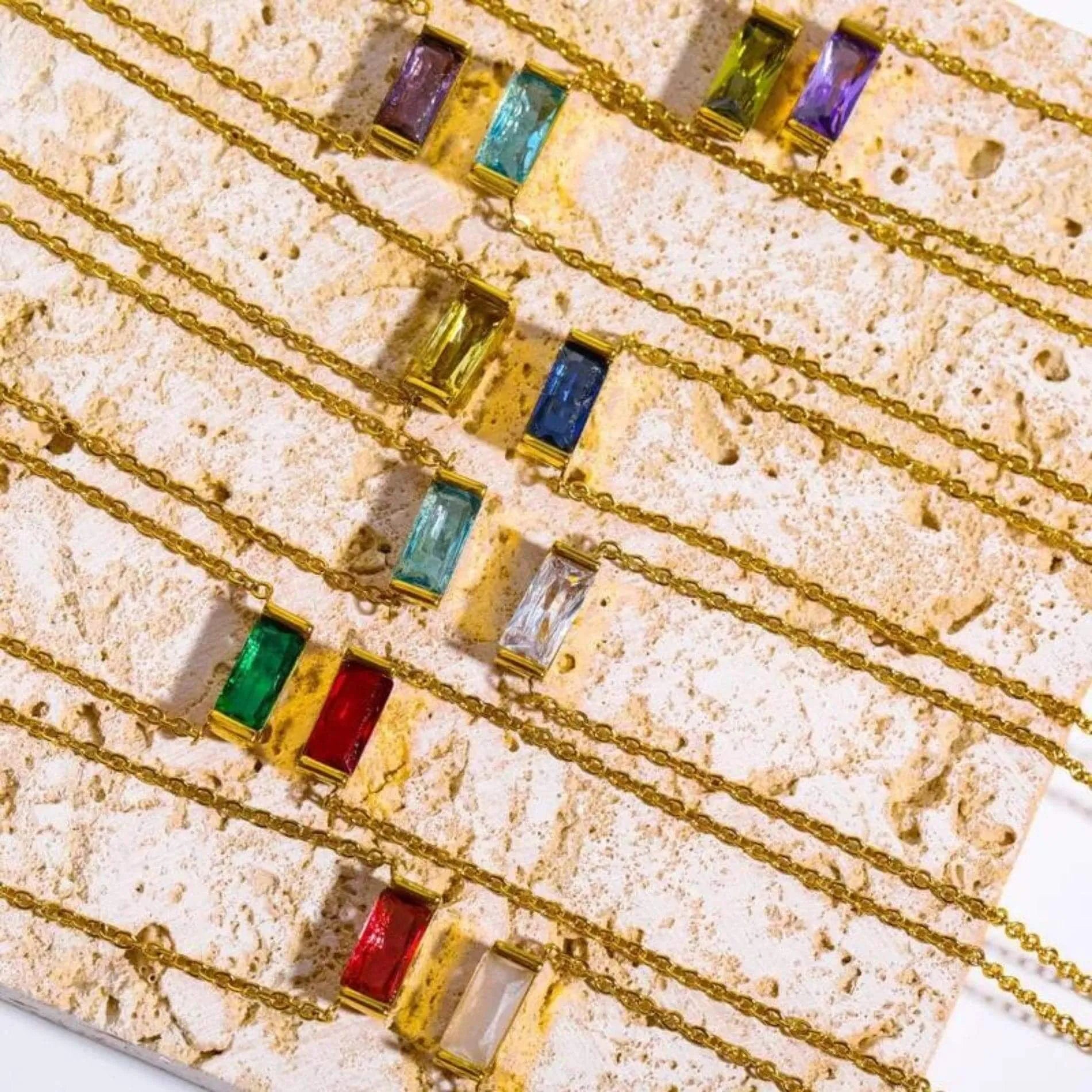 Love Waterproof Birthstone DECEMBER Necklace18K Gold Plating