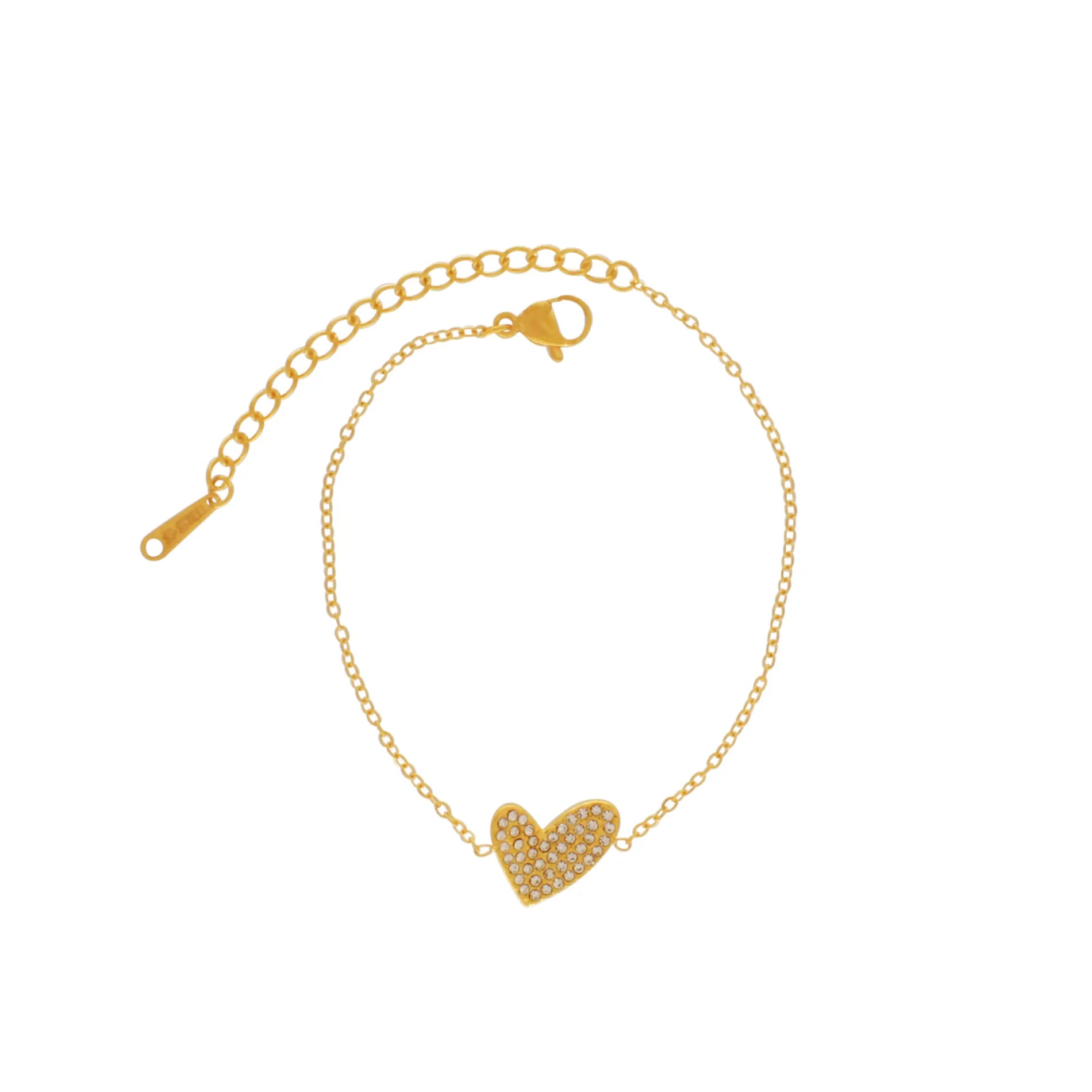 Love Waterproof Clear Multi CZ Heart Bracelet 18K Gold Plating