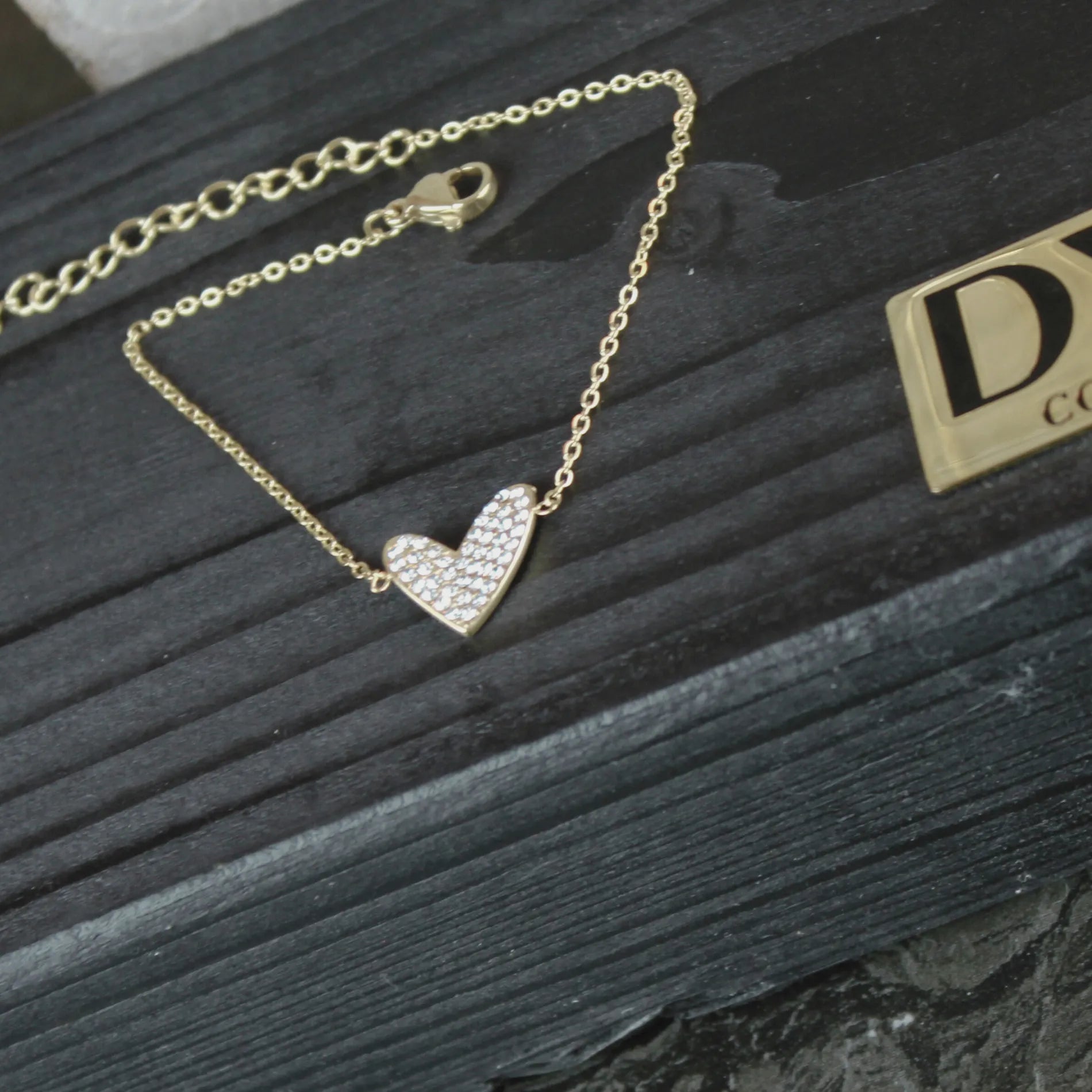 Love Waterproof Clear Multi CZ Heart Bracelet 18K Gold Plating