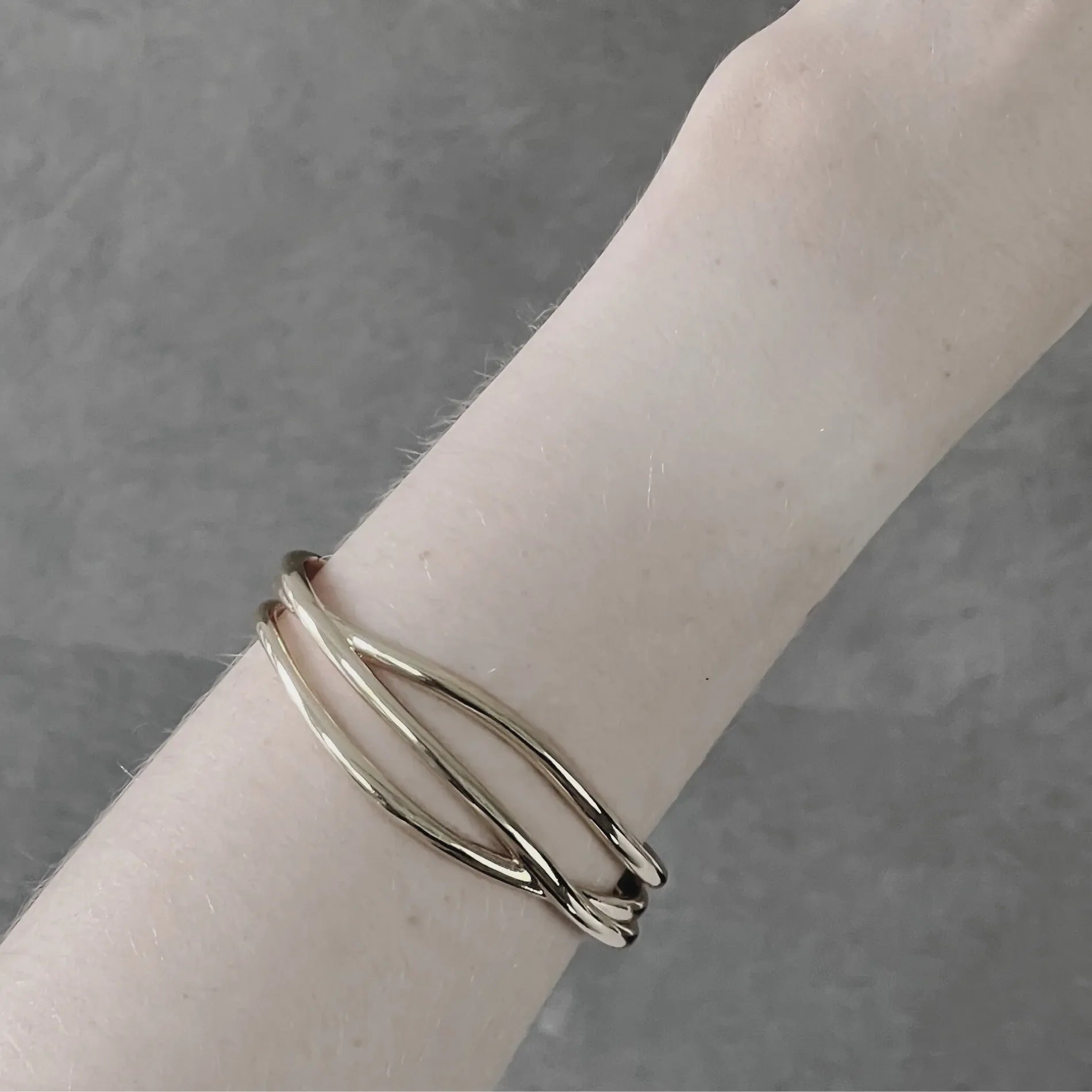 Passion Waterproof 3 String Cuff Bracelet Silver Plating