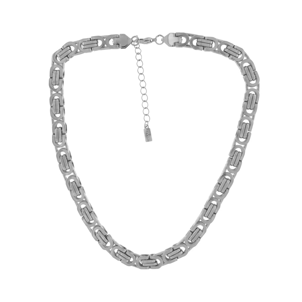 Courage Waterproof Short Chunky Link Necklace Silver Plating