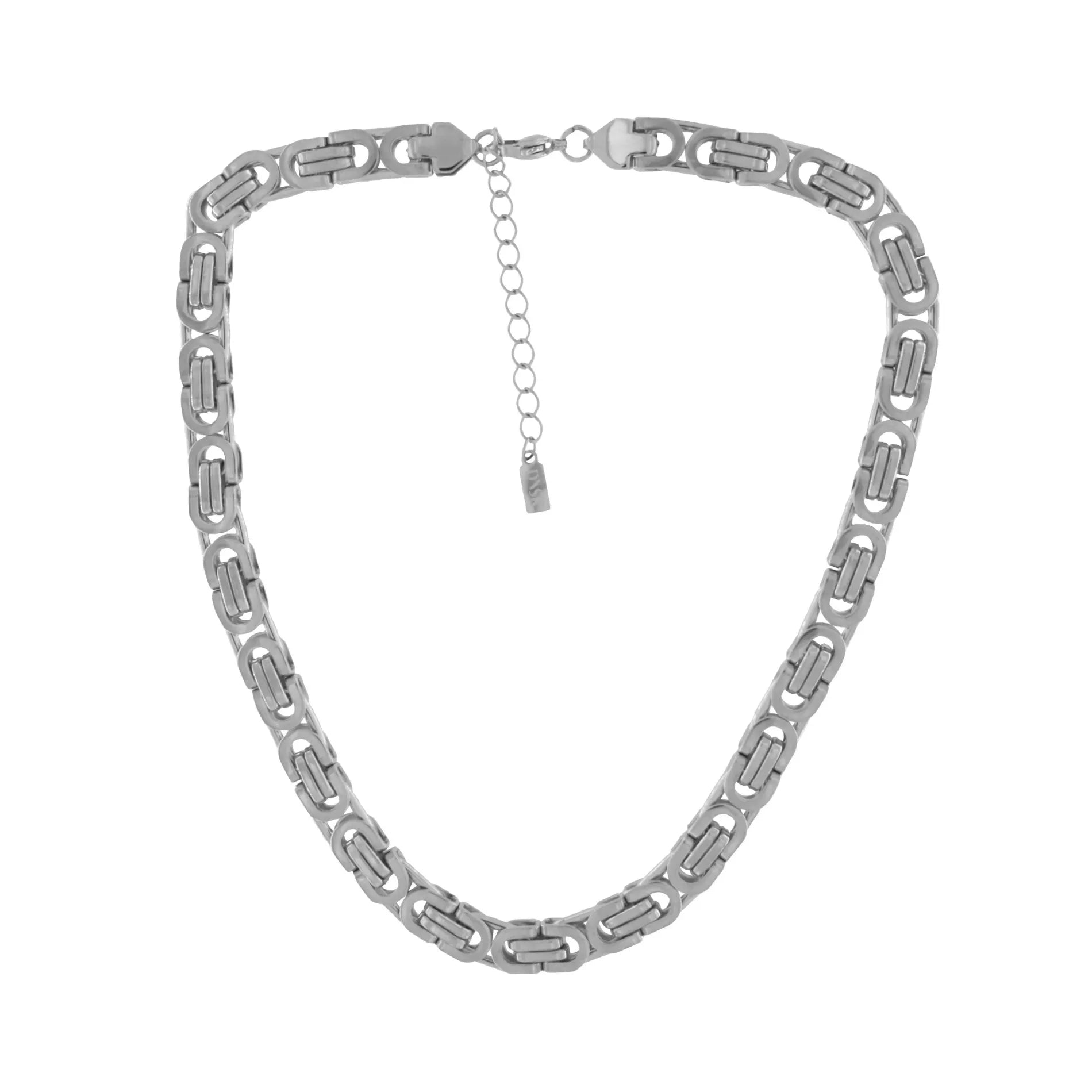 Courage Waterproof Short Chunky Link Necklace Silver Plating